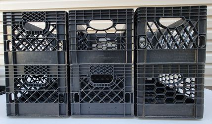 $10 Each Six Black Heavy Duty Rectangle 24 QT Milk Crates