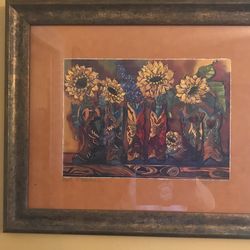 Western Boots With Sunflower Picture With Frame