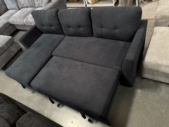 New! Dark blue sectional sofa with pull-out bed, sectional, sofa, couch, Sofabed, sleeps sofa, brand new set! Dimensions 81.5”L x 53” chaise  ✅ Brand 