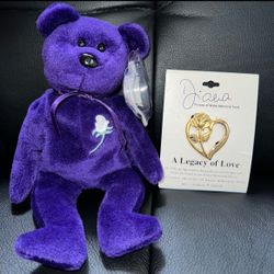 Vintage Princess Diana Beanie Baby 1st Edition NEAR MINT CONDITION + Pin