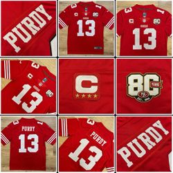 49ers jersey 8th anniversary patch + Captain Patch QUALITY