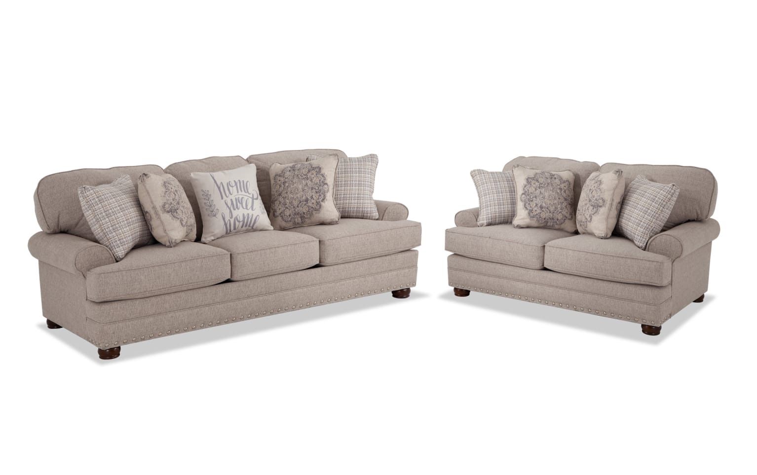 Charleston Beige 90'' Sofa & 66'' Loveseat