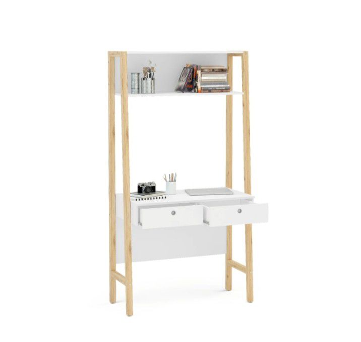 Bedroom Desk with Open Shelf Scandinavian Design