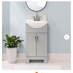 NEW Glacier bay 18 in. Single Sink Pearl Gray Bath Vanity with White Cultured Marble Top $120 NO BOX 