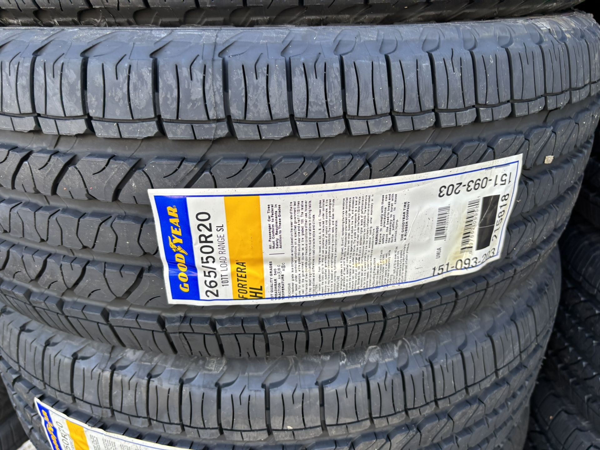 265/50/20. GOODYEAR   FORTERA