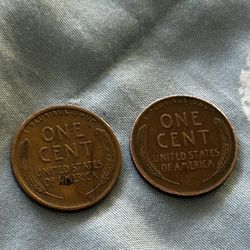 2 One Cent Pennys ! 
