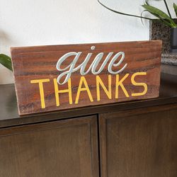 Handpainted  Wood Block– Give Thanks