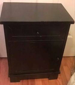MOVING SALE Solid Wood Black Nightstand w Drawer and Cabinet Best Offer
