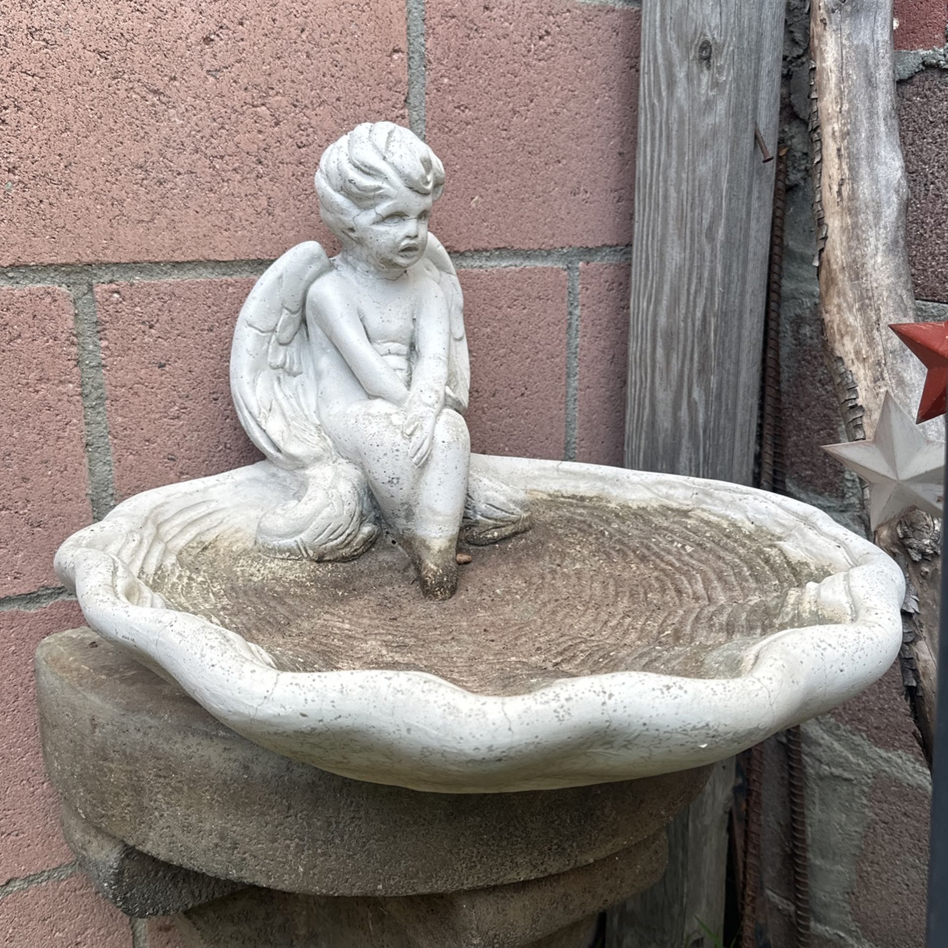 Cement Angel Bird Feeder