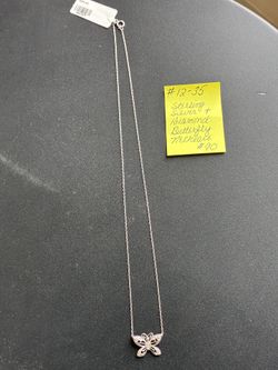 Butterfly Sterling Silver & Genuine Diamond Necklace 