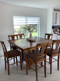 Dining Set**Solid Wood Dining Table with 6 Matching Chairs** (High Top) City Furniture aka City Home OBO