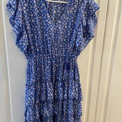 Beautiful Like New Summer Dress from Kattard Geneva - Blue with Floral Daisy Design   