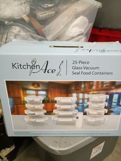KitchenAce 25 piece glass vacuum seal food containers