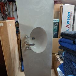 Cultured Marble Sink/Counter (70" L x 22 D) inc. faucet +
Matching Vanity Counter (52.75"L x 22"D)