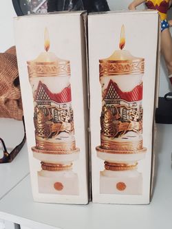 Vintage 1978 Jasco Sleigh Ride Christmas Candle & Holder Ensemble