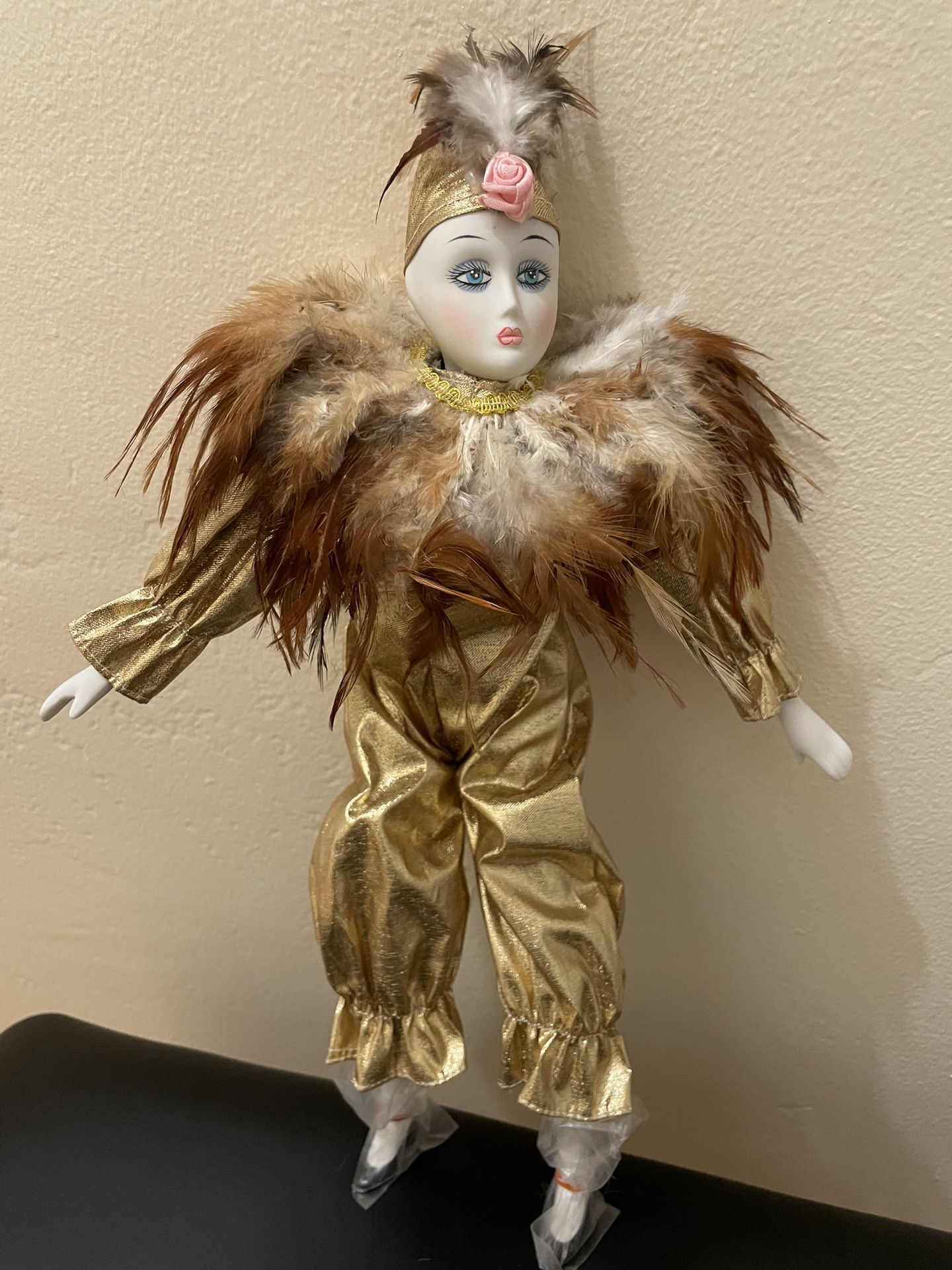Vintage Porcelain Clown Doll 16 Inch