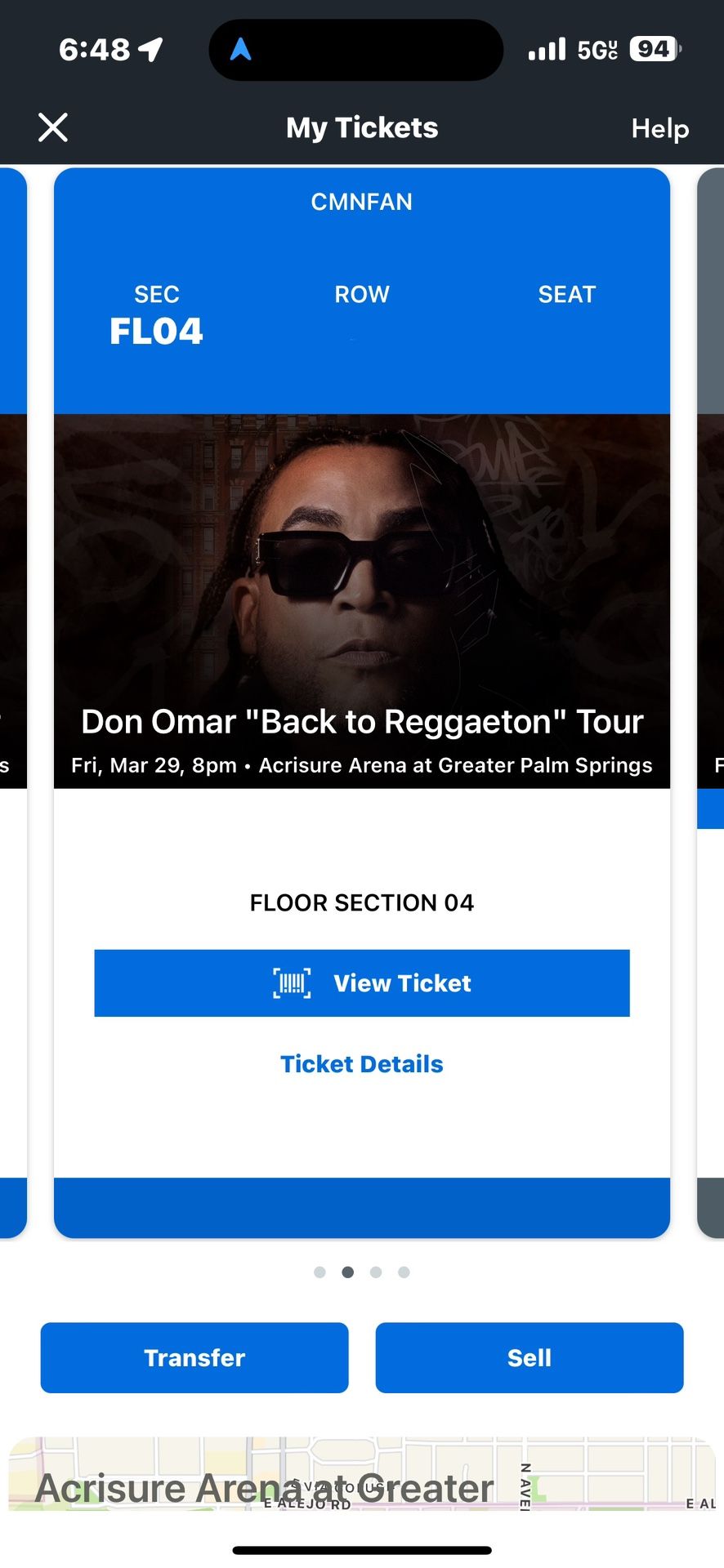 Don Omar Floor Seat Tickets for Palm Springs