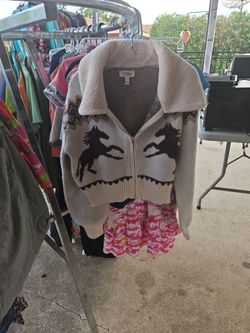 Collabo Zip-Up Sweater Jacket with Horse Print