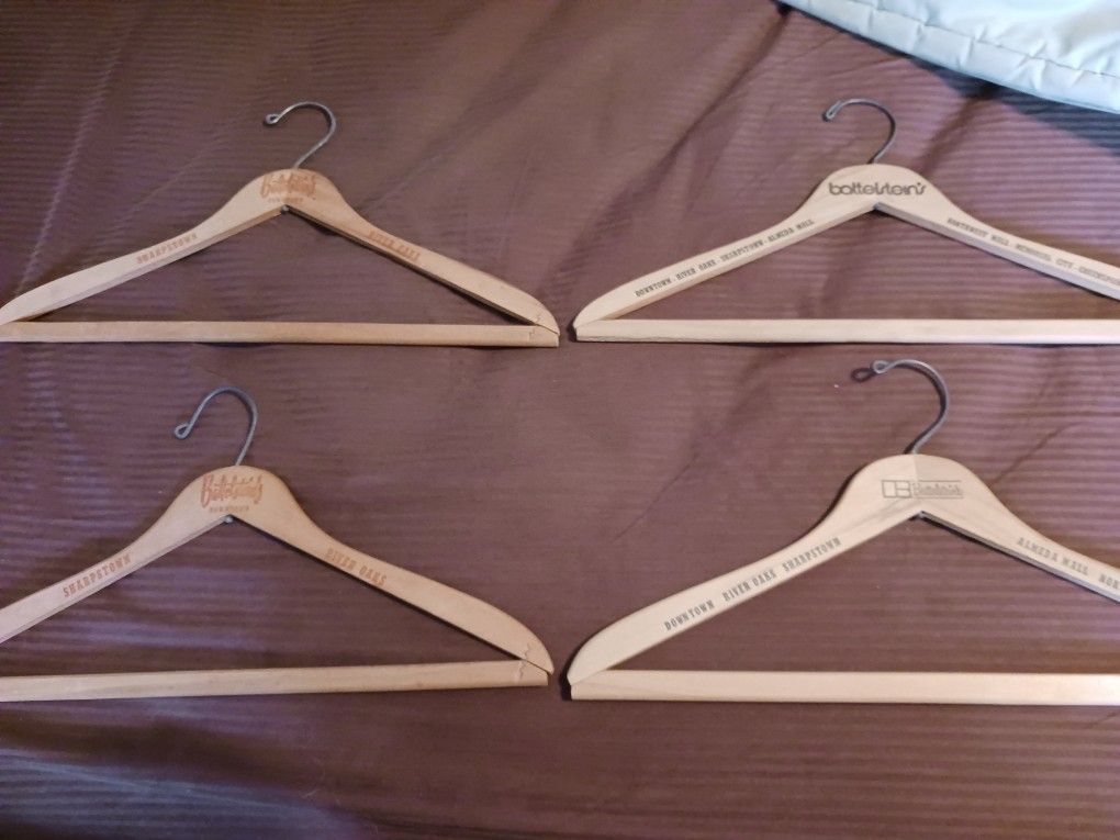 4 Vintage Battlestein's Wooden Clothes Hangers
