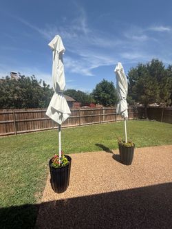 Planters with umbrellas