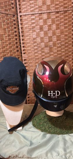 Vintage Harley-Davidson Motorcycle Helmet & Cadet Cap Set-$60 CASH