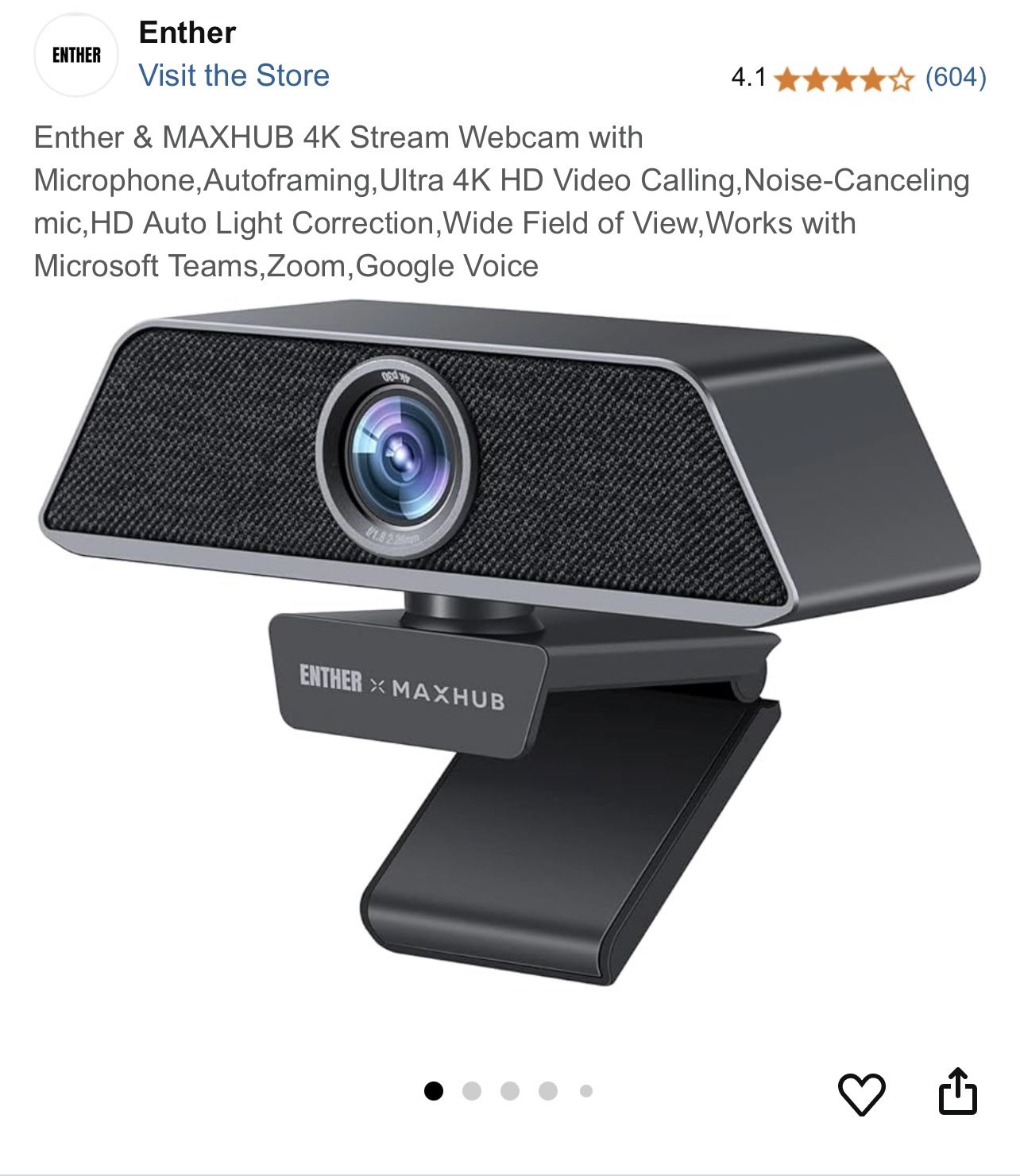 Enther & MAXHUB 4K Stream Webcam