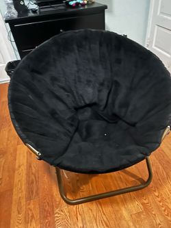 Saucer Chair for Adults, Folding Moon Chair with Metal Frame;black