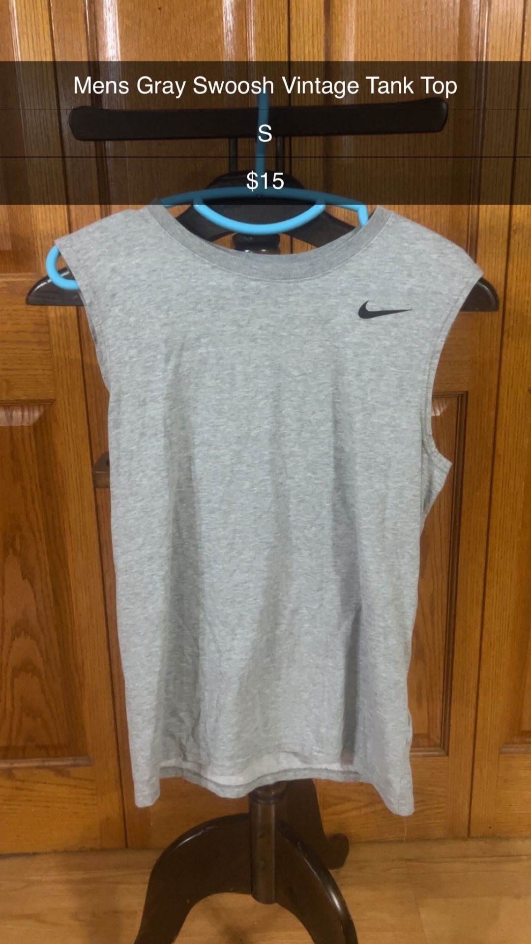 Mens Gray Swoosh Vintage Tank Top Size S