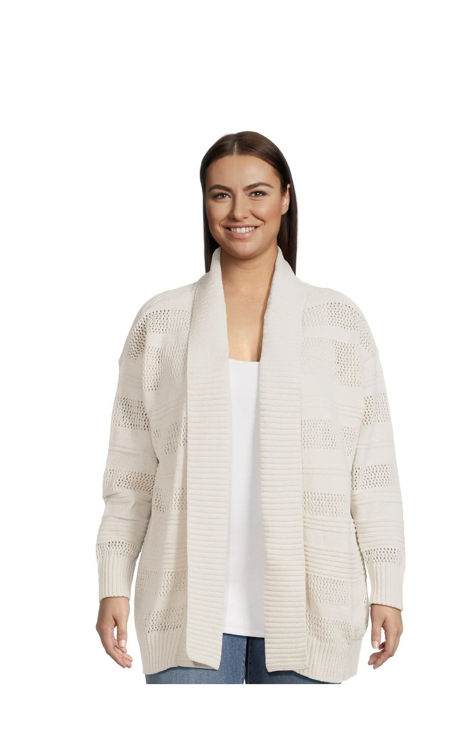Women's Plus Size ivory Chenille Shawl Cardigan Sweater, Midweight size 3XL. AJ