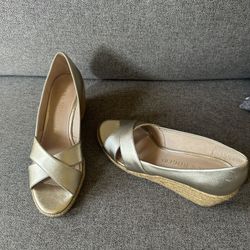 Jack Rogers Wedge Gold Espadrilles. Size  6M