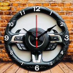 Steering Wheel Wall Clock 10 inch - Garage Man Cave Decor - Car Lover Gift