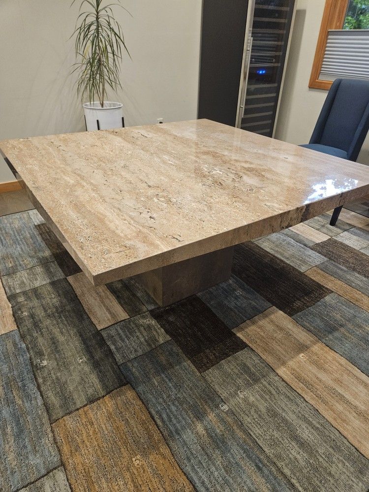 Beautiful Heavy 5'x5' Solid Granite Dining Room Table.