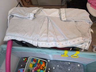 Pottery Barn Kids' Gray & White Crib Skirt