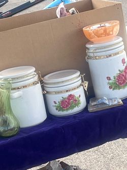Vintage Rose Floral Ceramic Canister Set