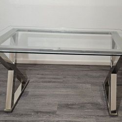 Pottery Barn Ava Collection Glass And Polished Nickle Desk