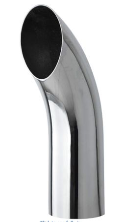 Chrome Exhaust Pipe 5"DIA, 18" Length Curved