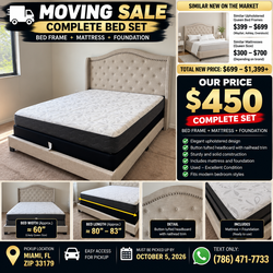 Complete Bed Set – Upholstered Bed + Mattress + Foundation