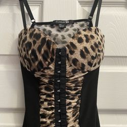 Vintage Forever 21 Juniors Women’s Animal Print Stretchy Bustier Dress Size S USA 