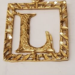 14karat Gold Initial Pendant  L