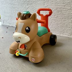 Fisher-Price Walk Bounce & Ride Pony Musical Walker & Ride-On for Infants & Toddlers 
