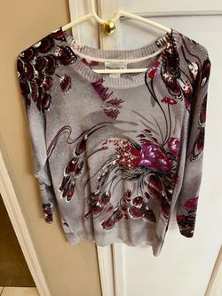 Rebecca Malone Floral Print Knit Sweater