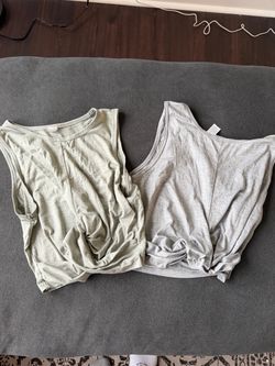 Twist-Front Workout Tanks | Sage Green & Heather Gray