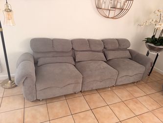 Gray Fabric 3-Seat Sofa