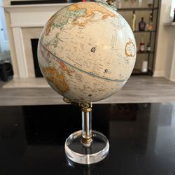 Vintage Classic 9” Diam. Globe with Lucite & brass base 