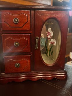 Vintage Mini Cherry Wood Jewelry Box