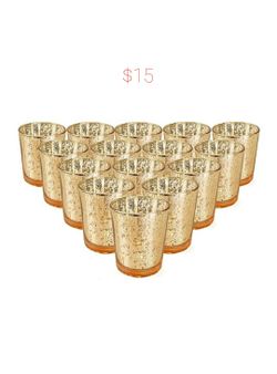 Tea Light Candle Glass Gold Holders (15)