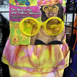 70’s Disco Hat And Yellow Glasses