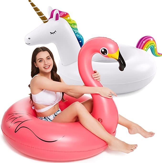 2 Pack Pool Floaties Inflatables Rafts for Swimming Pool
