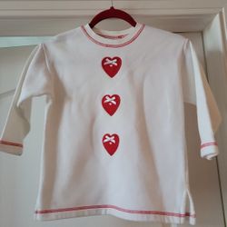 HARTSTRINGS White & Red Hearts 100% Cotton Girl's Pullover Sweatshirt – Sz 6