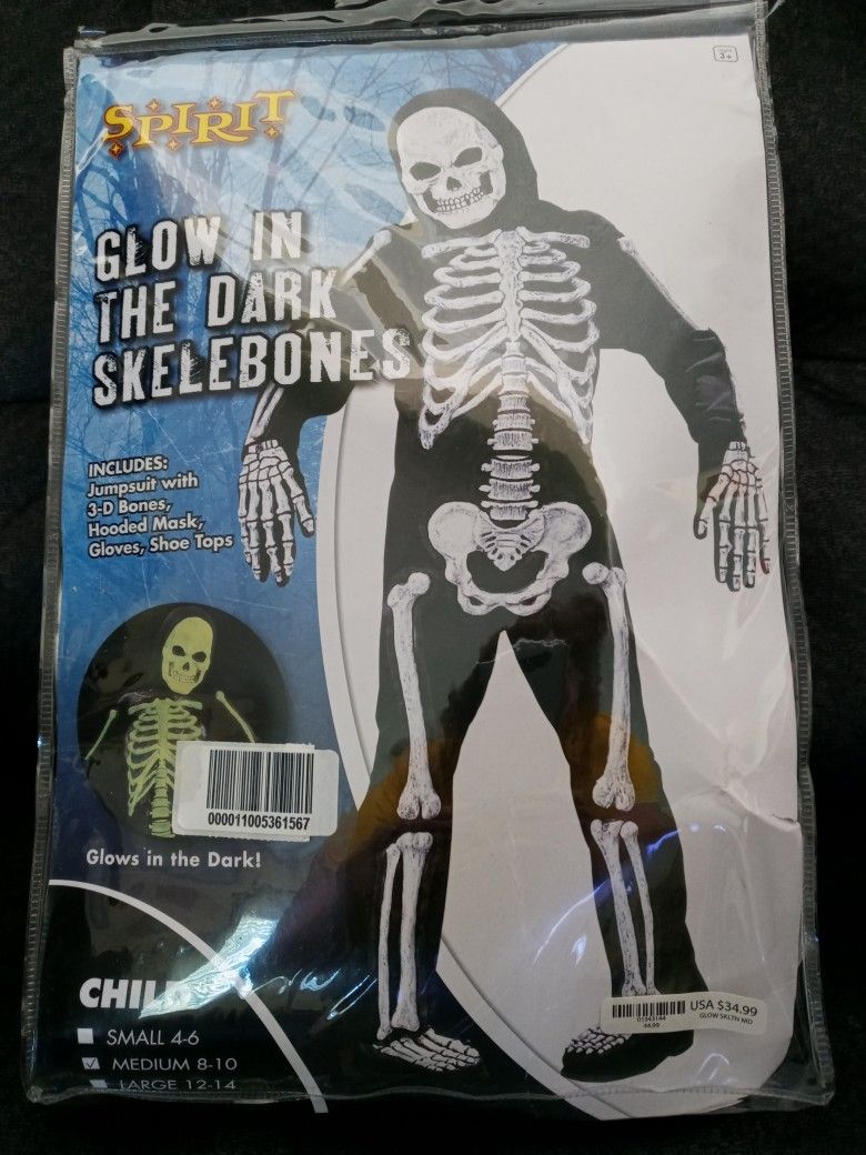 Glow In The Dark Kid's  Skeleton Costume 